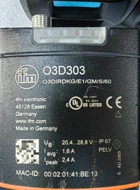 德国IFM易福门O3D303 3D物体识别传感器 型号O3D