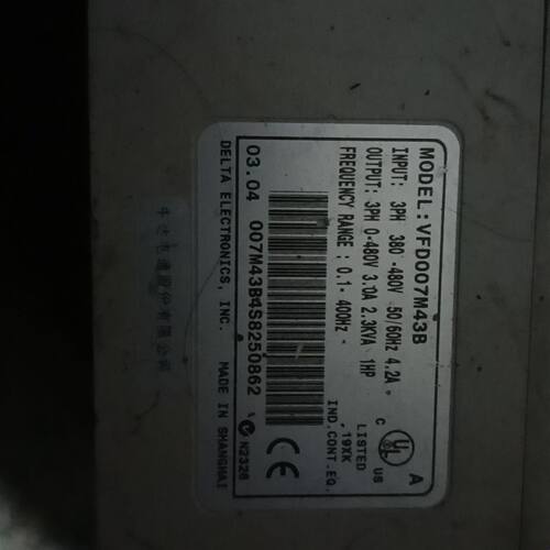 处理台达变频器VFD007M43B 380V .75KW