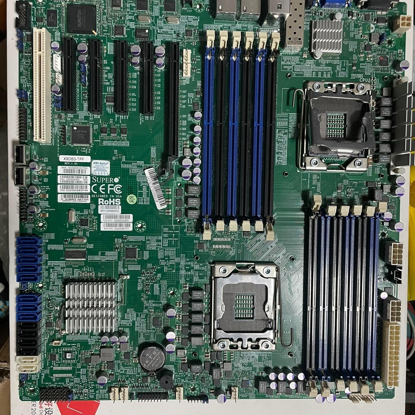 超微X9DB3 TPF 万兆服务器主板 此为实物图 针脚完美