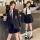 学院风时髦JK百褶裙套装 儿童洋气西装 2026新款 女童小香风外套春装