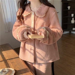 150矮个子保暖加厚珊瑚绒睡衣xs码小款蕾丝宽松家居服145小码xxs