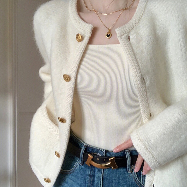 150cm小矮个子小香风短款外套高级感温柔风气质名媛针织毛衣xxs码