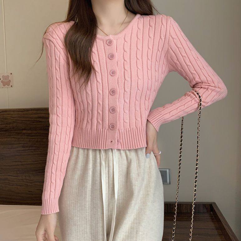 秋冬150cm小个子麻花毛衣内搭洋气圆领短款长袖紧身针织上衣xxs码