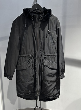 法国潮牌GATEONE冬季男士时尚休闲中长款獭兔毛连帽棉服风衣外套