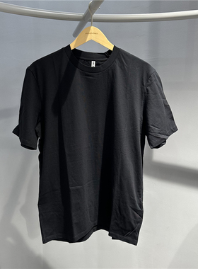 思莱德SELECTED夏季男士百搭简约纯棉黑色休闲标准版圆领短袖T恤