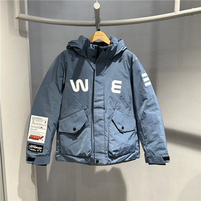 杰克琼斯休闲连帽胶印羽绒服