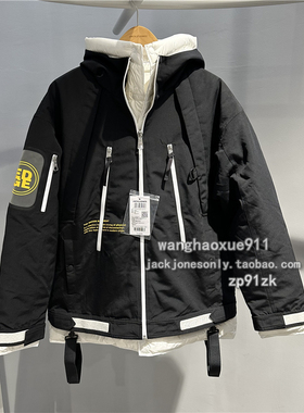 杰克琼斯JackJones冬季防风保暖时尚休闲可脱内胆中款羽绒服外套