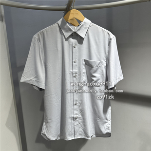 思莱德SELECTED夏季男士字母印花含天丝时尚商务休闲短袖衬衫衬衣