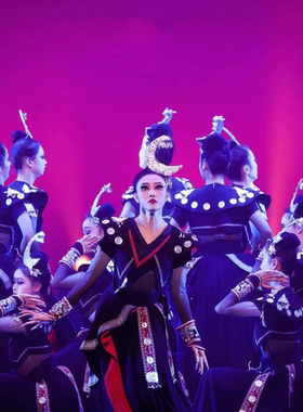 出租儿童成人苗族群舞剧目黔行舞蹈同款舞台演出服