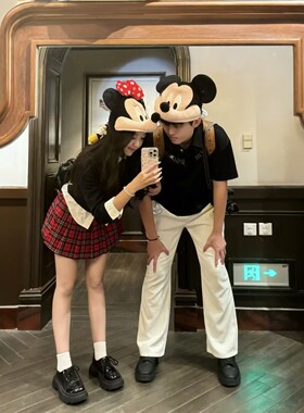 迪士尼米奇米妮同款情侣闺蜜帽子米老鼠儿童旅游拍照帽子头套头饰