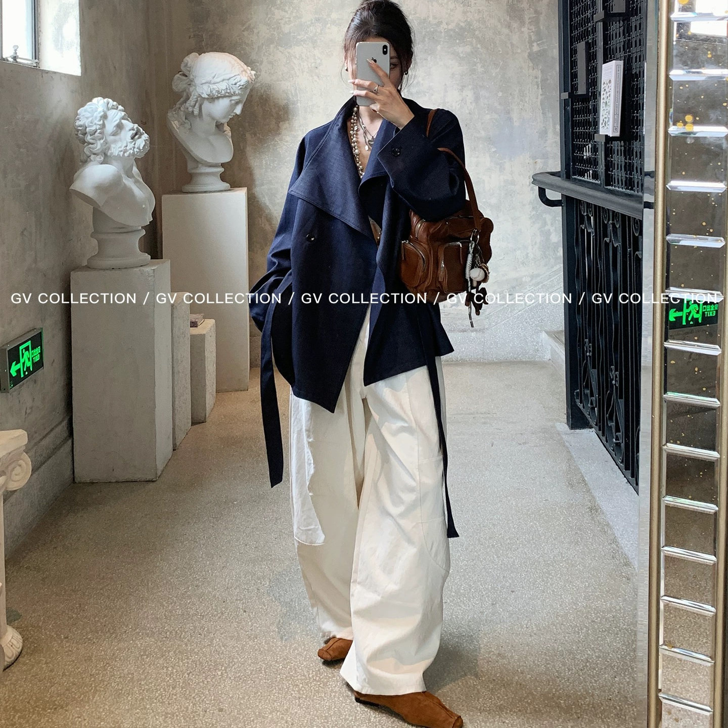 新款水洗牛仔风衣外套女秋季新款宽松复古休闲中长款高级感大衣