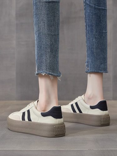 厚底德训鞋女2026春季新款真皮