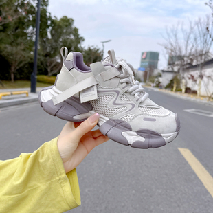 踩屎感老爹鞋女款2026新款爆款春季百搭厚底网面透气配阔腿裤女鞋