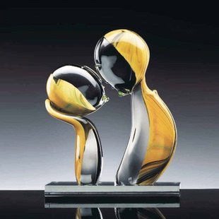 威尼斯穆拉诺Murano玻璃抽象艺术品 意大利琉璃工艺摆件44cm