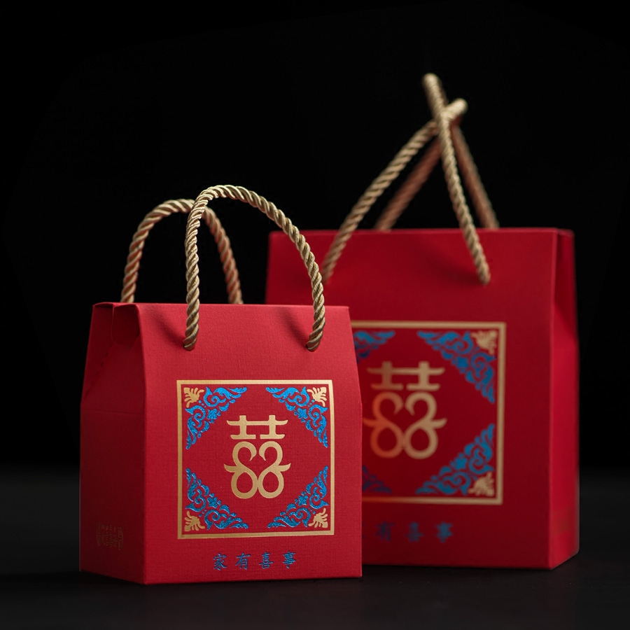 手提式喜糖袋结婚喜糖盒子订婚婚礼专用创意礼品纸袋中式婚庆用品