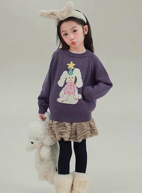 女童加厚套头毛衣冬季新款