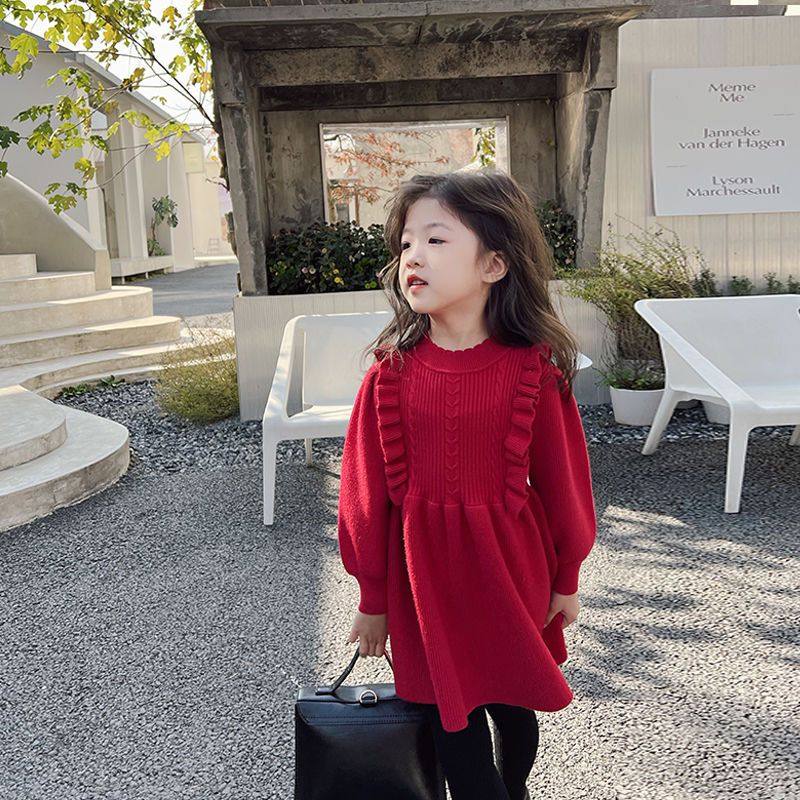 女童连衣裙秋冬装2025新款小女孩洋气女宝宝红色年服针织公主裙子,童装/婴儿装/亲子装,连衣裙,淘宝优惠券,粉丝福利购,淘宝优惠卷