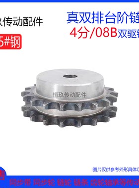 45#钢 08B真双排链轮 4分38T/40/42/45/48/50/60齿 08B-2链条用