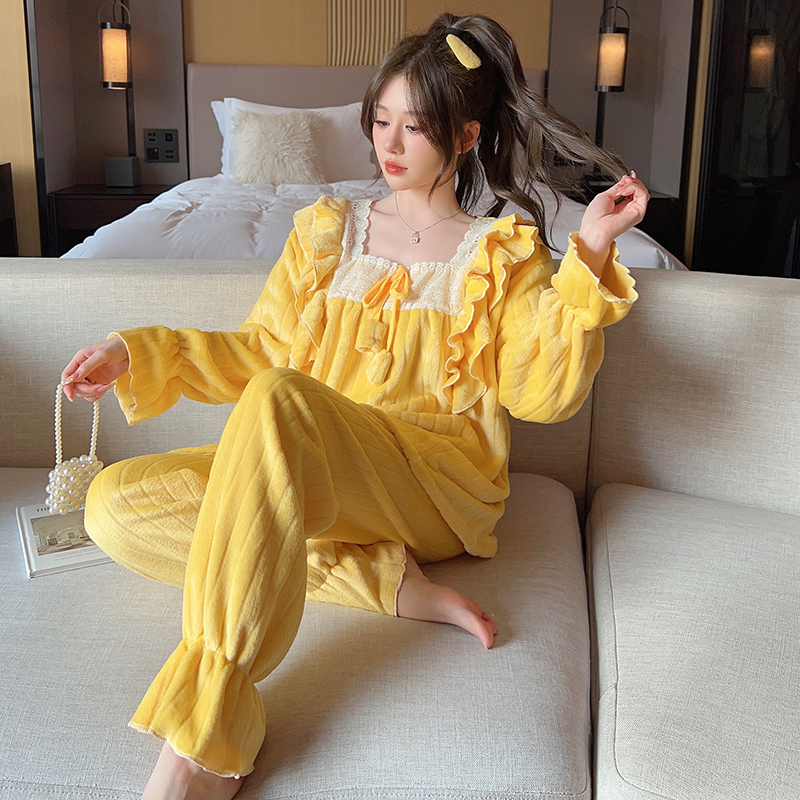 珊瑚法兰绒睡衣女秋冬2023年新款