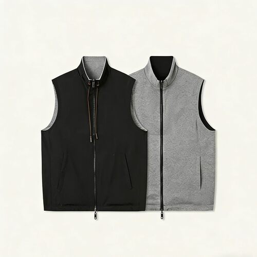 新款意式轻奢男士双面穿透气马甲