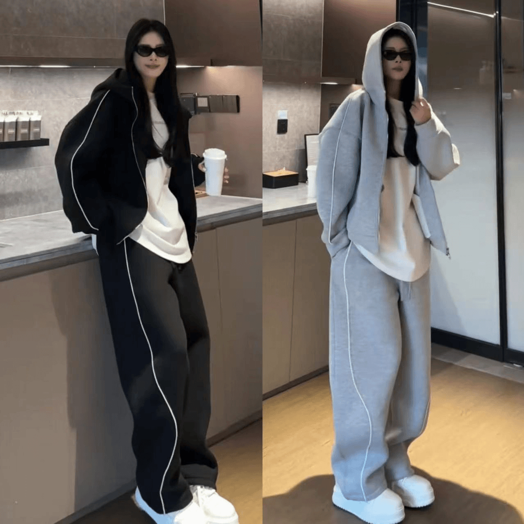 2025春季新款时尚潮流百搭休闲运动套装女宽松显瘦卫衣卫裤两件套