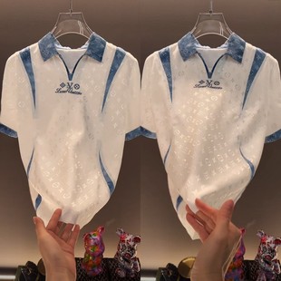 上衣轻奢风高级感舒适透气夏季 潮流新款 翻领休闲短袖 时尚 百搭男士