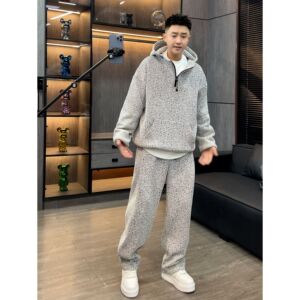 冬季新款雪尼尔加绒连帽卫衣卫裤套装时尚休闲百搭宽松显瘦两件套
