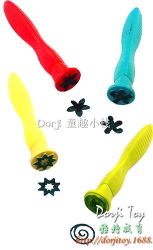 幼儿园儿童花朵塑胶手柄印章绘画涂鸦花朵图章拓印DIY美术材料4支