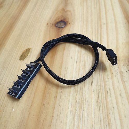12V GRB 一分五 HUB 扩展延长器 电源风扇 编织网线长35CM