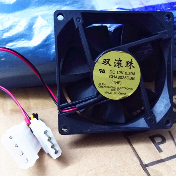 电脑主机机箱电源等边8厘米滚珠散热风扇 80*80*25MM  双4P口 12v