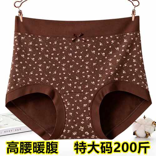 特大码三角内裤女90-200斤穿胖mm高腰暖腹小碎花保暖羊毛秋冬新款
