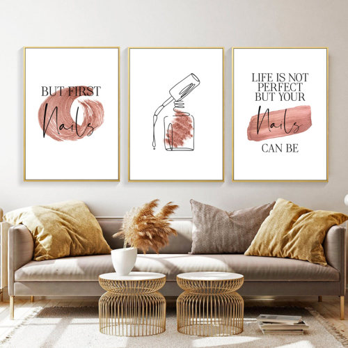 化妆品抽象风英文美容院装饰画