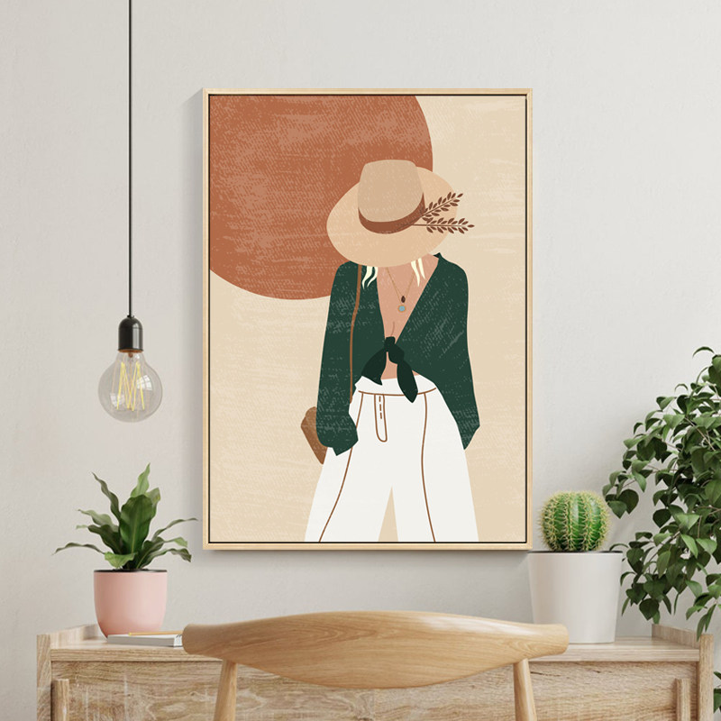 现代轻奢卧室装饰画客厅沙发高级感美容院北欧抽象人物服装店挂画