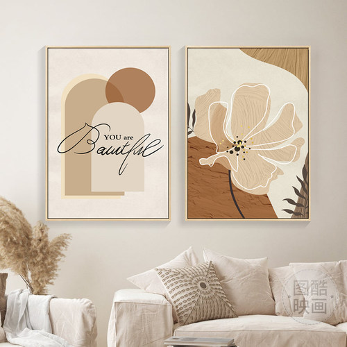 奶油原木风装饰画侘寂抽象挂画