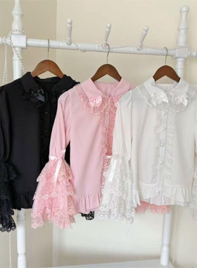 Lolita洋装甜美可爱蕾丝dolllolita姬袖衬衫长袖jsk内搭衬衫上衣
