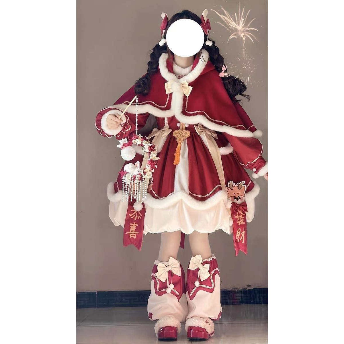 新年战袍儿童红色lolita套装连衣裙斗篷洛丽塔拜年过年服大女可爱,童装/婴儿装/亲子装,连衣裙,淘宝优惠券,粉丝福利购,淘宝优惠卷