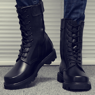 潮牌正品男特种兵作战靴高帮透气男鞋真皮户外工装马丁靴男士靴子