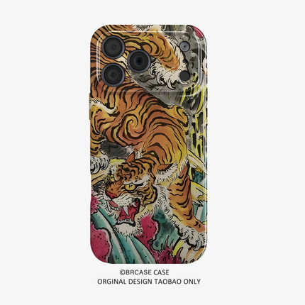 Retro Tiger Illustration, New Chinese Style, Simple, ins Art, Dreamy, Niche, High-End Feel, Film Suitable for Apple 13Promax/14Plus/12Pro/11 Phone Case Xsmax