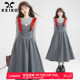 撞色肩带显瘦A字吊带长裙子 打揽薄毛呢背带连衣裙春季 KEIKO 法式
