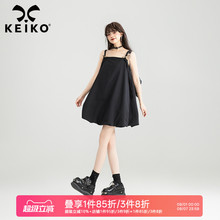 KEIKO 法式云朵花苞吊带裙25夏季甜系减龄显瘦短款蓬蓬无袖连衣裙