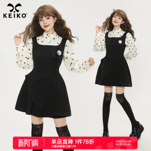 高级感花苞吊带背心裙小黑礼服裙 连衣裙春季 KEIKO 千金风黑色无袖