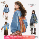 廓形棉服夹克 巨好看 KEIKO 少年感织花蝴蝶结饰牛仔外套秋冬新款