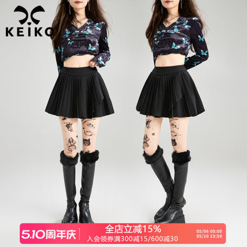 凯莉欧不规则jkA字百褶裙短裙