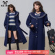 KEIKO 气质海军领外套 韩版 静奢风编织带花边长款 毛呢大衣女25冬季
