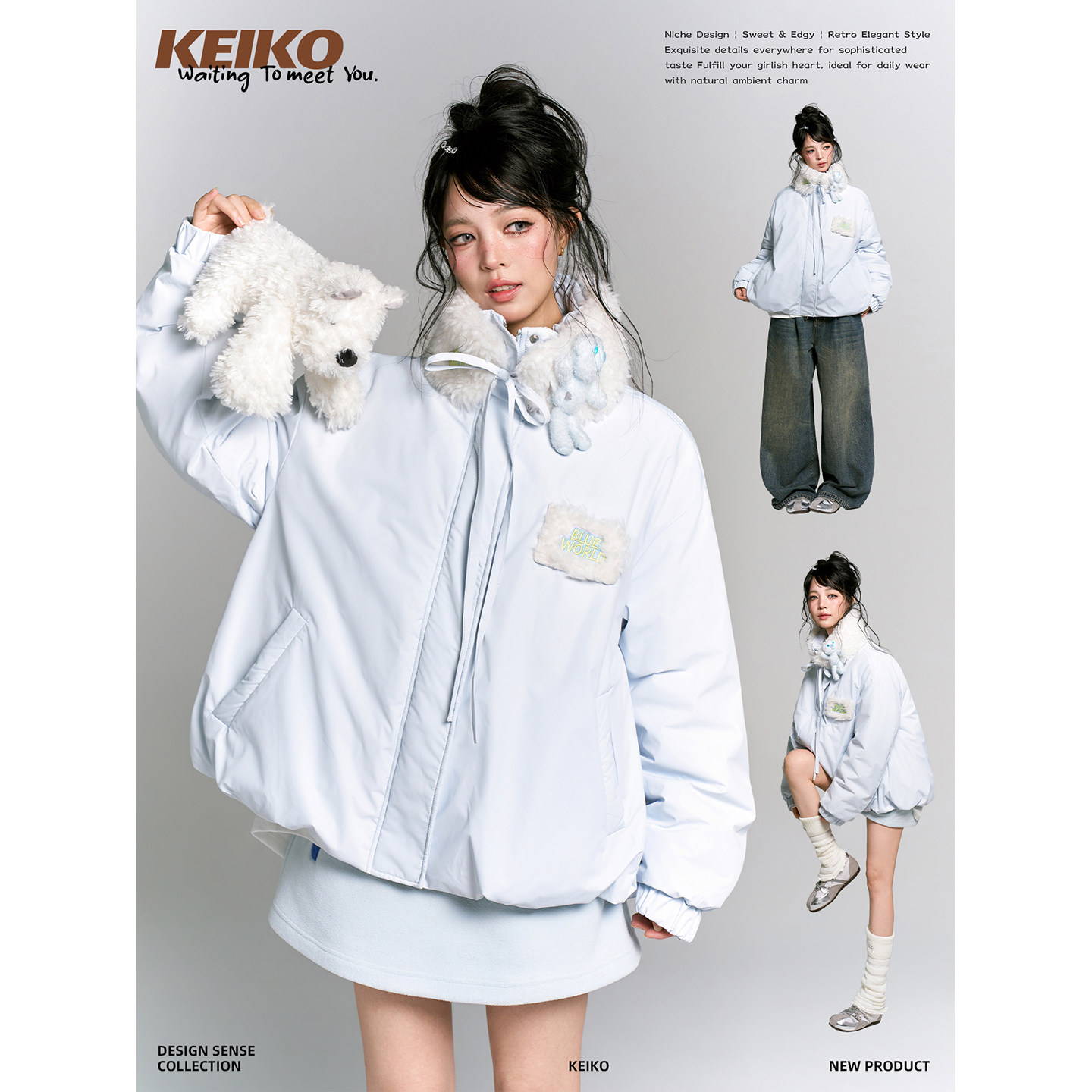 KEIKO 9月30日 20:00上新 可拆毛领短款花苞羽绒服冬季90白鸭绒