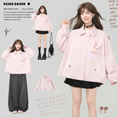 KEIKO 柔美系粉色花苞形短外套26春季 轻甜少女风蕾丝拼接廓形夹克