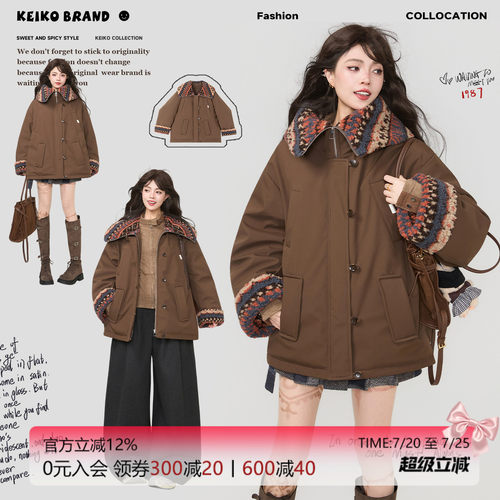 KEIKO巴恩风羊羔毛派克服棉衣