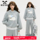 KEIKO 卡通贴布绣花连帽外套上衣 少女风减龄灰色卫衣女2026春季