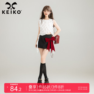 小波点小资衬衫 KEIKO 法式 上衣背心夏季 温柔气质风层叠荷叶边无袖