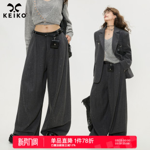 cleanfit宽松山本裤 KEIKO 女26春季 裤 子 高级感深灰色高腰阔腿西装